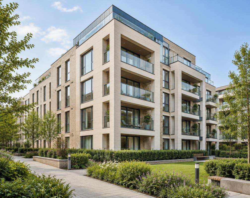 Contemporary residential apartments with landscaped surroundings